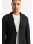 Erkek Siyah Mono Yaka Viskon Karışımlı Hafif Bi-Stretch Blazer Comfort Slim Fit Ceket A51Y4011 5