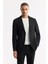 Erkek Siyah Mono Yaka Viskon Karışımlı Hafif Bi-Stretch Blazer Comfort Slim Fit Ceket A51Y4011 6