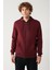 Erkek Koyu Bordo Kapüşonlu 3 İplik Şardonlu Fermuarlı Regular Fit Sweatshirt E001019 3