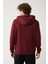 Erkek Koyu Bordo Kapüşonlu 3 İplik Şardonlu Fermuarlı Regular Fit Sweatshirt E001019 4