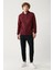 Erkek Koyu Bordo Kapüşonlu 3 İplik Şardonlu Fermuarlı Regular Fit Sweatshirt E001019 5
