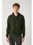 Erkek Haki Kapüşonlu 3 İplik Şardonlu Fermuarlı Regular Fit Sweatshirt E001019 3