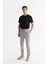 Erkek Gri Beli Lastikli Bağcıklı Duble Paça Jogger Relaxed Fit Pantolon E003000 1