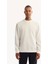 Erkek Ekru Bisiklet Yaka Dokulu Elastan Regular Fit Sweatshirt A52Y1220 1