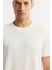 Erkek Beyaz Bisiklet Yaka Bi-Stretch Soft Touch Basic Regular Fit T-Shirt B001031 2