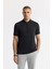 Erkek Siyah Polo Yaka Jakarlı Regular Fit T-Shirt A51Y1090 1