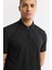 Erkek Siyah Polo Yaka Jakarlı Regular Fit T-Shirt A51Y1090 2