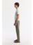Erkek Haki Beli Lastikli %100 Keten Relaxed Fit Pantolon B003032 2
