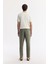 Erkek Haki Beli Lastikli %100 Keten Relaxed Fit Pantolon B003032 3