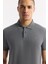 Erkek Antrasit Kıvrılmaz Polo Yaka %100 Pamuk Basic Regular Fit T-Shirt B001032 2