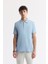 Erkek Açık Mavi Kıvrılmaz Polo Yaka %100 Pamuk Basic Regular Fit T-Shirt B001032 1