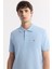 Erkek Açık Mavi Kıvrılmaz Polo Yaka %100 Pamuk Basic Regular Fit T-Shirt B001032 2