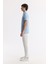 Erkek Açık Mavi Kıvrılmaz Polo Yaka %100 Pamuk Basic Regular Fit T-Shirt B001032 3