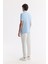 Erkek Açık Mavi Kıvrılmaz Polo Yaka %100 Pamuk Basic Regular Fit T-Shirt B001032 4