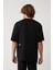 Erkek Siyah %100 Pamuk Bisiklet Yaka Baskılı Oversize Fit T-Shirt A41Y1038 4