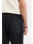 Erkek Siyah Beli Lastikli %100 Keten Relaxed Fit Pantolon B003032 6
