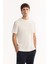 Erkek Ekru Bisiklet Yaka Viskon Karışımlı Bi-Stretch Baskılı Regular Fit T-Shirt A52Y1014 5