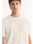 Erkek Ekru Bisiklet Yaka Viskon Karışımlı Bi-Stretch Baskılı Regular Fit T-Shirt A52Y1014 7