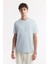 Erkek Açık Mavi Bisiklet Yaka Bi-Stretch İnterlok Regular Fit T-Shirt A51Y1132 5