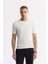 Erkek Ekru Bisiklet Yaka Rayon Triko Regular Fit T-Shirt A51Y5004 1