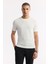 Erkek Ekru Bisiklet Yaka Rayon Triko Regular Fit T-Shirt A51Y5004 5