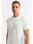 Erkek Beyaz Bisiklet Yaka Baskılı Bi-Stretch İnterlok Regular Fit T-Shirt A51Y1136 2
