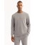 Erkek Gri Bisiklet Yaka Soft Touch Baskılı Regular Fit Sweatshirt A52Y1334 5