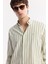 Erkek Yeşil Düğmeli Yaka Çizgili %100 Pamuk Comfort Fit Gömlek A51Y2167 2
