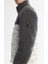Erkek Gri Dik Yaka Su İtici Rüzgar Geçirmez Elyaf Şişme Peluş Comfort Fit Mont A42Y6017 3