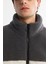 Erkek Gri Dik Yaka Su İtici Rüzgar Geçirmez Elyaf Şişme Peluş Comfort Fit Mont A42Y6017 4