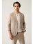 Erkek Vizon Astarsız Keten Karışımlı Comfort Slim Fit Takım Elbise Ceketi A41Y4060 1