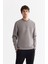 Erkek Gri Bisiklet Yaka Pamuklu Baskılı Elastan Regular Fit Sweatshirt A42Y1313 1