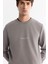 Erkek Gri Bisiklet Yaka Pamuklu Baskılı Elastan Regular Fit Sweatshirt A42Y1313 2