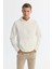 Erkek Ekru Kapüşonlu Baskılı Elastan Regular Fit Sweatshirt A42Y1332 6