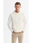 Erkek Ekru Kapüşonlu Baskılı Elastan Regular Fit Sweatshirt A42Y1332 8