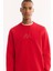 Erkek Kırmızı Bisiklet Yaka Pamuklu Şardonlu Baskılı Regular Fit Sweatshirt A52Y1327 2