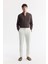 Erkek Kırık Beyaz Beli Bağcıklı Keten Karışımlı Chino Relaxed Fit Pantolon B003036 1