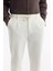 Erkek Kırık Beyaz Beli Bağcıklı Keten Karışımlı Chino Relaxed Fit Pantolon B003036 5