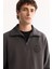 Erkek Antrasit Dik Yaka Fermuarlı Soft Touch Baskılı Regular Fit Sweatshirt A52Y1273 6