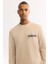 Erkek Bej Bisiklet Yaka Pamuklu Bi-Stretch Baskılı Regular Fit Sweatshirt A52Y1260 7