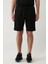 Erkek Siyah Yandan Cepli Örme Pamuklu 2 İplik Günlük Relaxed Fit Şort E003602 2