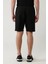Erkek Siyah Yandan Cepli Örme Pamuklu 2 İplik Günlük Relaxed Fit Şort E003602 4