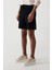 Erkek Siyah %100 Pamuk Yandan Cepli Beli Lastikli Keten Dokulu Relaxed Fit Şort E003603 3