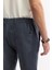 Erkek Antrasit Beli Lastikli %100 Keten Relaxed Fit Pantolon B003032 5