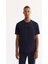 Erkek Lacivert Bisiklet Yaka Viskon Karışımlı Bi-Stretch Baskılı Regular Fit T-Shirt A52Y1014 1