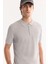 Erkek Gri Polo Yaka Fermuarlı Rayon Tüylenmeyen Triko Regular Fit T-Shirt A52Y5006 2