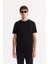 Erkek Siyah Bisiklet Yaka Viskon Karışımlı Bi-Stretch Baskılı Regular Fit T-Shirt A52Y1018 1