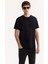 Erkek Siyah Bisiklet Yaka Viskon Karışımlı Bi-Stretch Baskılı Regular Fit T-Shirt A52Y1018 5