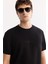 Erkek Siyah Bisiklet Yaka Viskon Karışımlı Bi-Stretch Baskılı Regular Fit T-Shirt A52Y1018 7