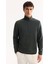 Erkek Yeşil Dik Yaka Fermuarlı Soft Touch Polar Regular Fit Sweatshirt E001068 5